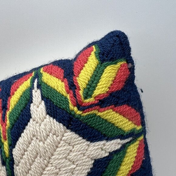 Vtg Geometric Retro Rainbow Star Needlepoint Throw Pillow 1970s 13" - Picture 3 of 5